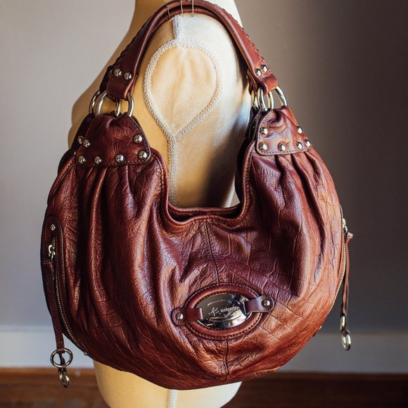 B. Makowsky Handbags - B. Makowsky Brown Leather Hobo Handbag